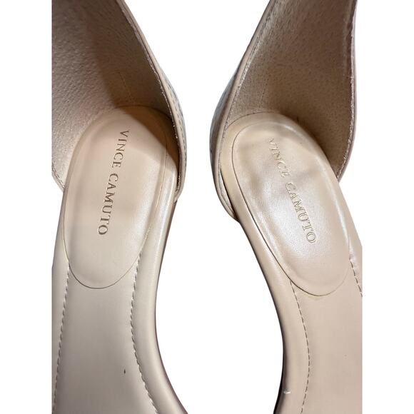 Vince Camuto Vinkely Square Toe Kitten Heel Sandals Café Patent Leather Size 10 - Picture 3 of 6